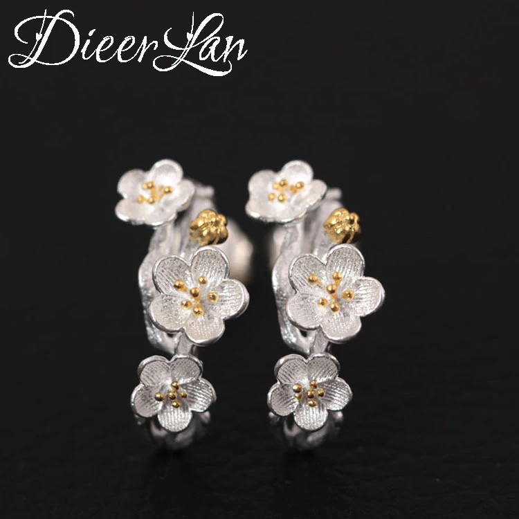 Женские серьги с цветком сливы Серьги серебряного цвета|flower earrings for women|fashion flower