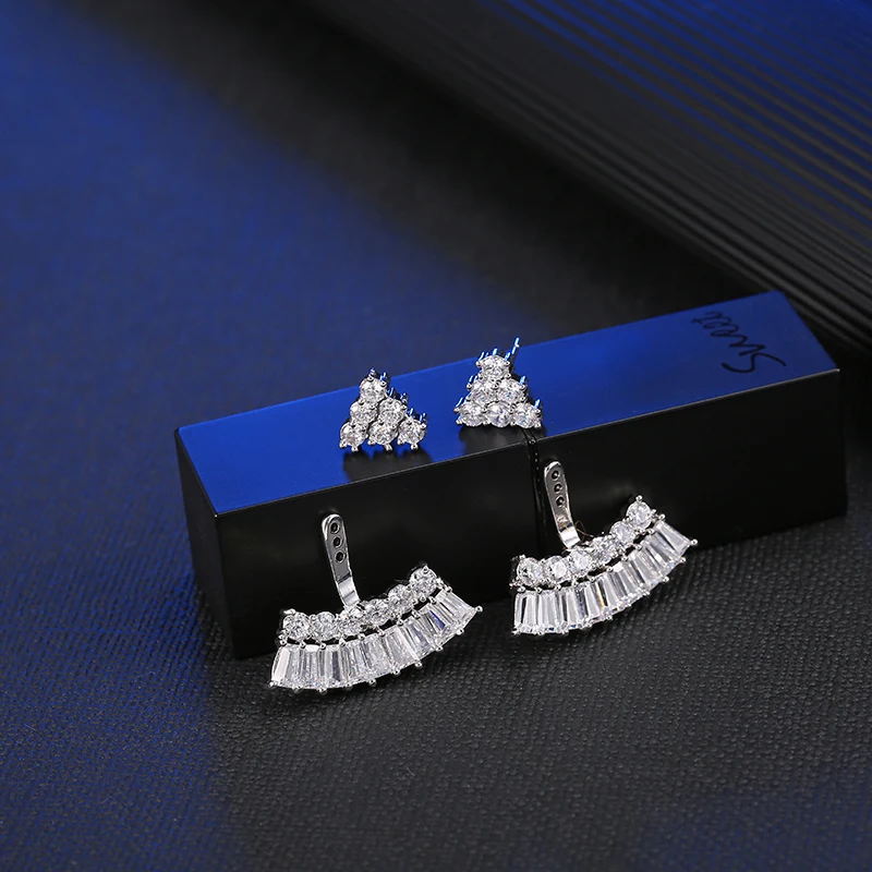 Женские Треугольные Серьги гвоздики с прозрачным фианитом|triangle stud earrings|stud earringsstud
