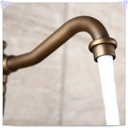 Dual handle antique brass porcelain kitchen faucet bronze sink tap mixer vintage style papel de p | Обустройство дома