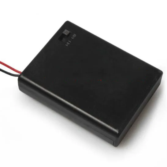 4 *AAA Plastic Container Hard Battery Srorage Box Holder AAA Batteries Case With ON/OFF Switch Wired Lead Black Digital Hot |