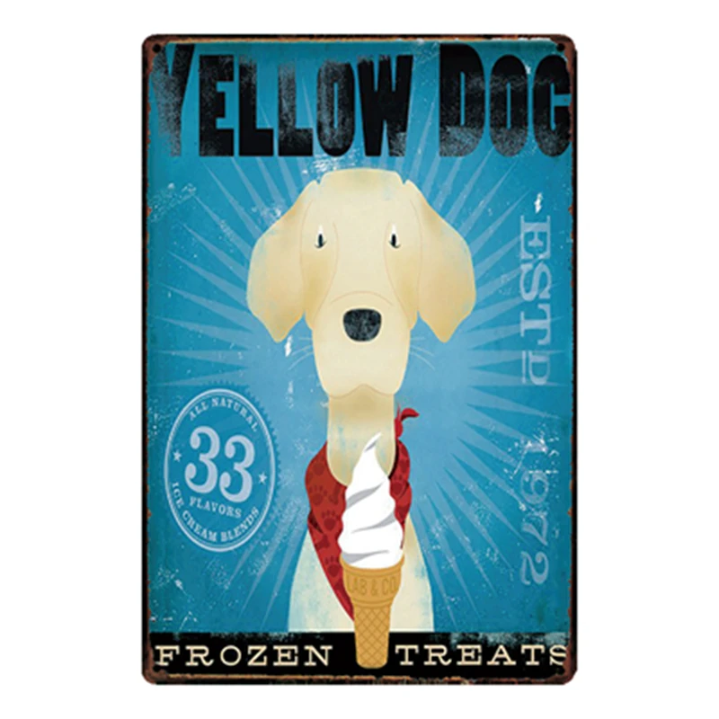 

[ Kelly66 ] Yellow Dogs Metal Sign Tin Poster Home Decor Bar Wall Art Painting 20*30 CM Size y-2039
