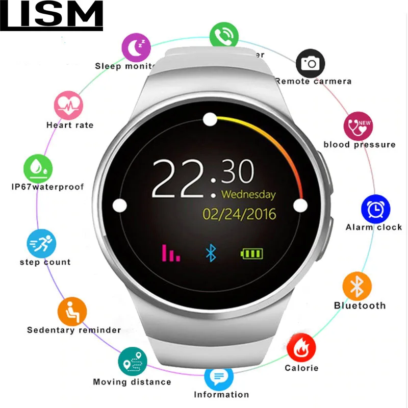 Новинка KingWear Bluetooth Смарт часы телефон полный экран KW18 умные пульсометр для Android ios