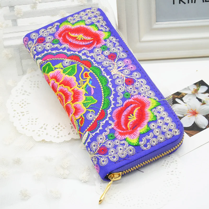 Женские кошельки с этнической вышивкой ручной работы цветами Женский кошелек