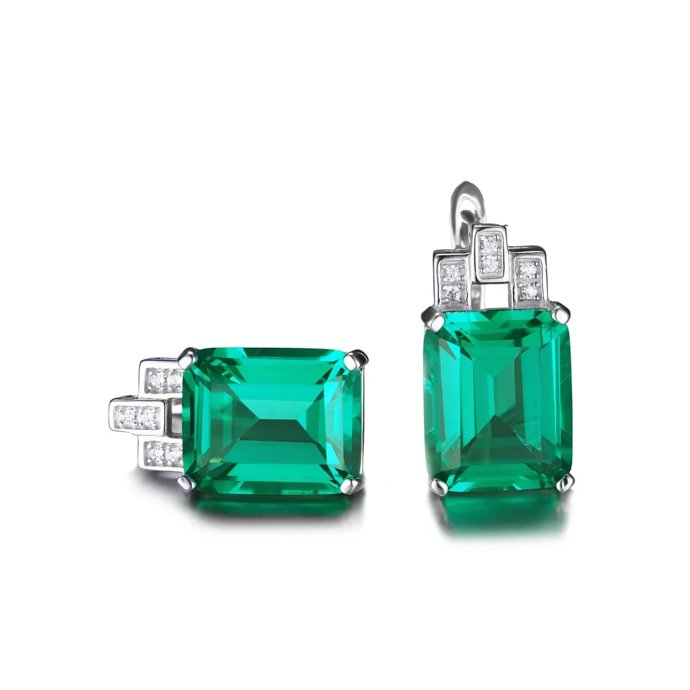 JewelryPalace Роскошные 7.6ct Создан Изумруд Стерлингового Серебра 925 Клип На Серьги для