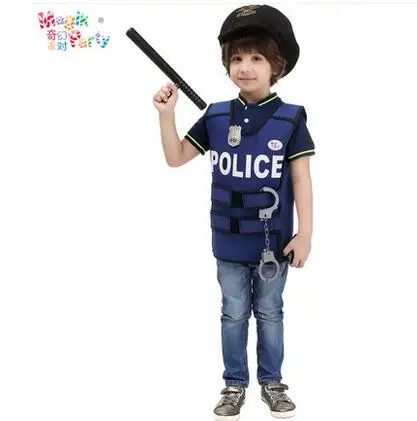 

Halloween Game Show party Policeman kid boy Police Cosplay Police Vest Cute BOY Children Performance Clothing