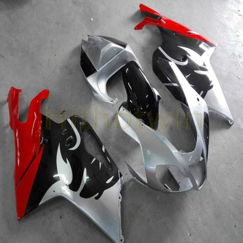 

Free Bolts+Custom silver black red Motorcycle body kit for RSV1000RR 2004 2005 2006 RSV 1000RR fairing