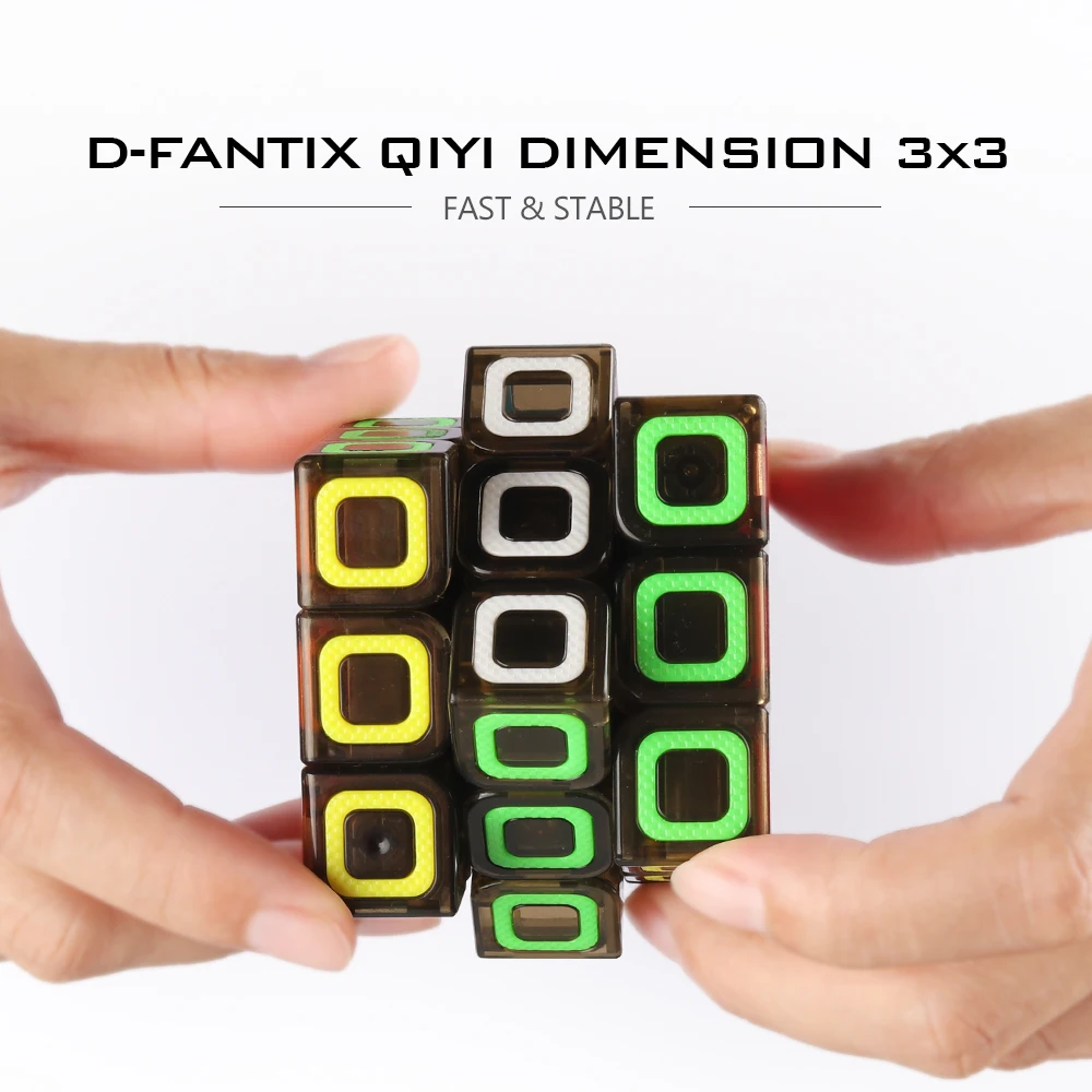 D-FantiX Qiyi Dimension 3x3 скоростной кубик Гладкий волшебный 3x3x3 прозрачный черный 57 мм