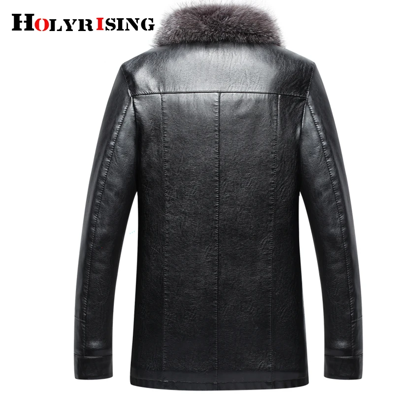 Мужские Куртки из искусственной кожи Holyrising зимнее утепленное пальто кожаная