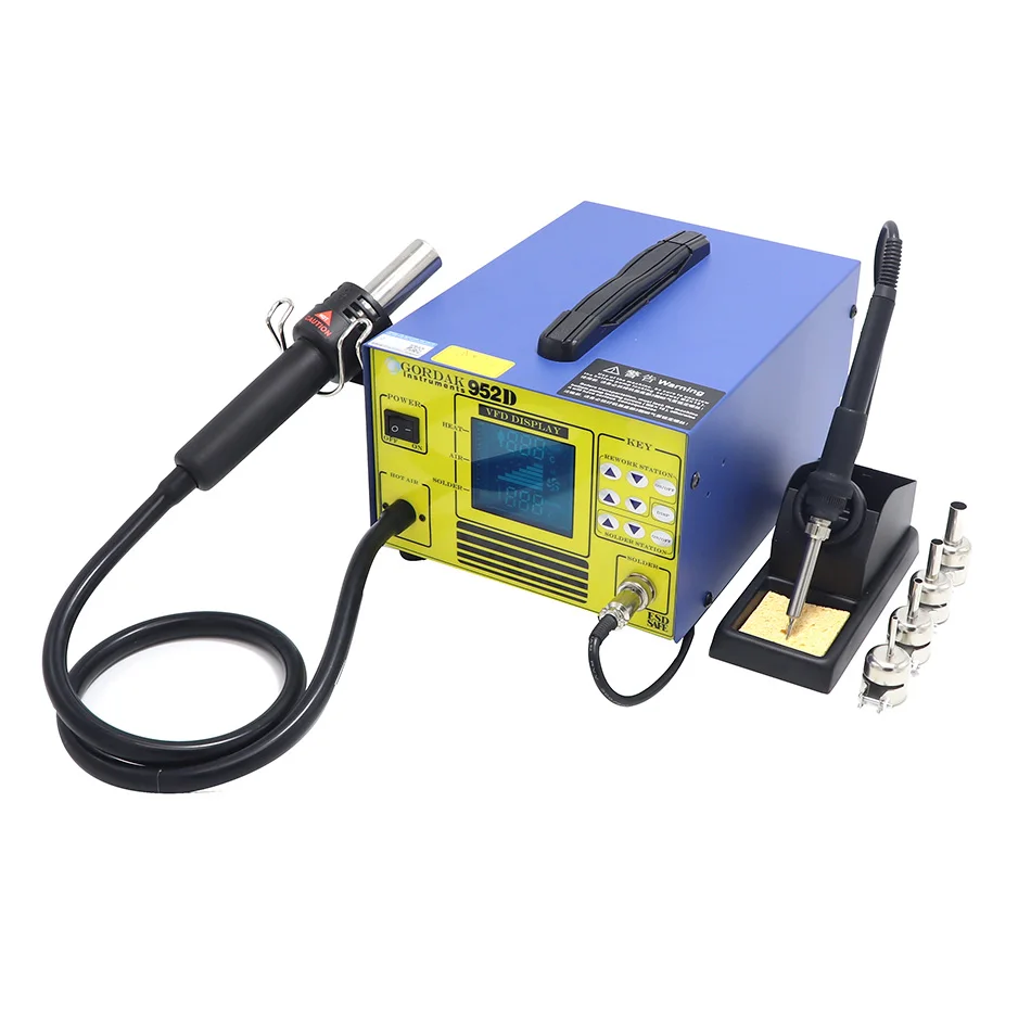 Gordak 952D 952 цифровой дисплей 2 в 1 Тепловая пушка с SMD паяльная станция паяльник паяльная станция горячего воздуха - Цвет: A