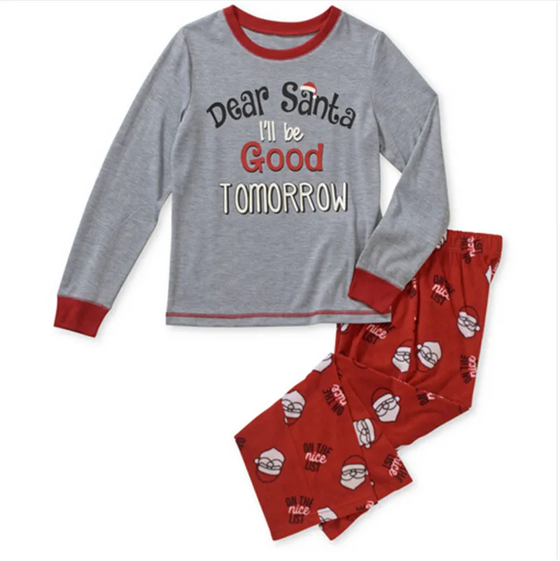 Newest Letter Family Christmas Dad Mom Kids Pajamas Party T shirt Pants Casual Sleepwear Nightwear Home XMAS Pop Clothes | Мать и ребенок