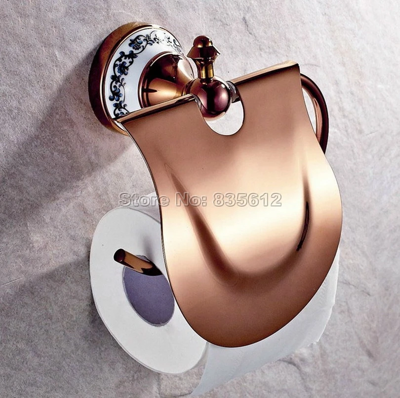 

Rose Gold Color Brass Bathroom Wall Mounted Toilet Paper Holder Roll Tissue Holder Wba385
