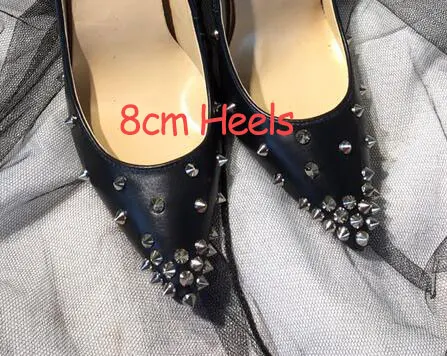 Silver Rivet 8cm Veowalk/пикантные женские туфли на очень высоком каблуке с заклепками; модные женские туфли-лодочки из лакированной кожи с острым носком на шпильке; Цвет по индивидуальному заказу - Цвет: Silver Rivet 8cm