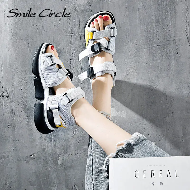 Smile Circle/2019 г. Летние Стильные повседневные сандалии женская модная обувь на