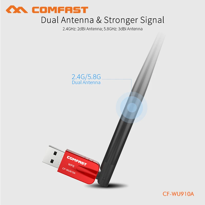 COMFAST Usb Антенна 5 ГГц 433Mbs 3dBi + 2 4 150Mbs 2dBi Wifi адаптация Bluetooth Бесплатный драйвер для ПК