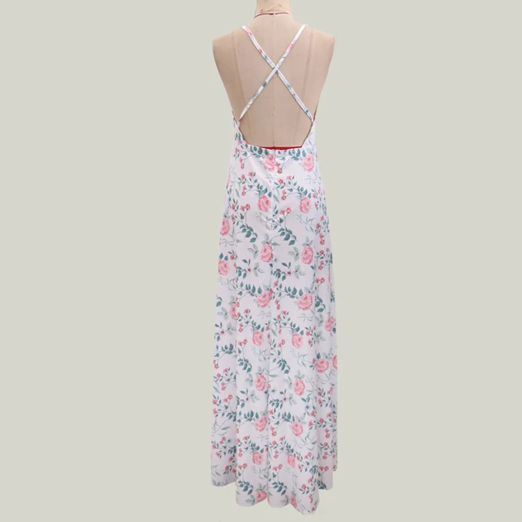 Женское длинное платье на бретельках Boho вечерние женские пляжные платья макси с