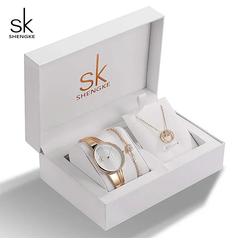 

SK Brand Creative Women Watch Bracelet Necklace Set Female Jewelry Fashion Luxury Women Watch Bangle Set For Valentine's Gift