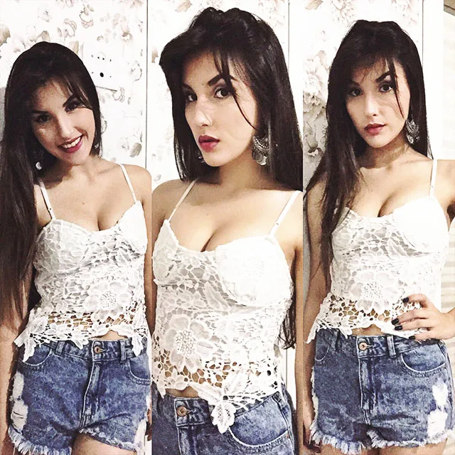 Добби кружево для женщин модные пикантные черный и белый Бюстье укороченный Топ