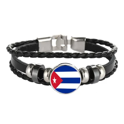 

New Fashion Cuba Flag Bracelets Trendy Leather Cuba Bracelets For Women Men