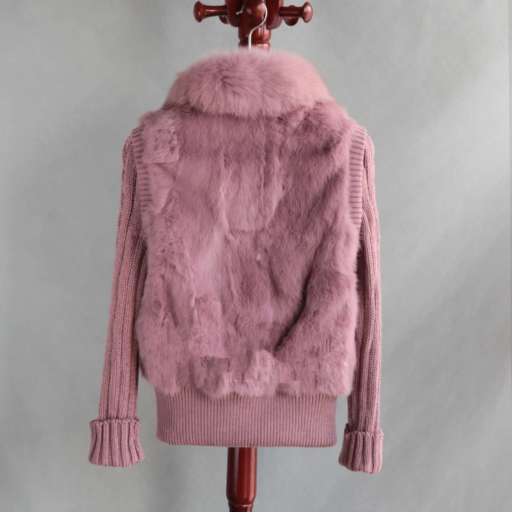 High-End Fashion Brand Ladies Warm Fur Coat 2019 New Winter Collar Knitted Long-Sleeved Rabbit Outwear CH291 | Женская одежда