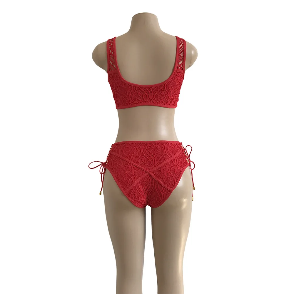 

Lace Bikini Sets High Waist Swimsuit Sexy Solid Bikinis Women Push Up Swimwear Banting Suit Maillot De Bain Swimear