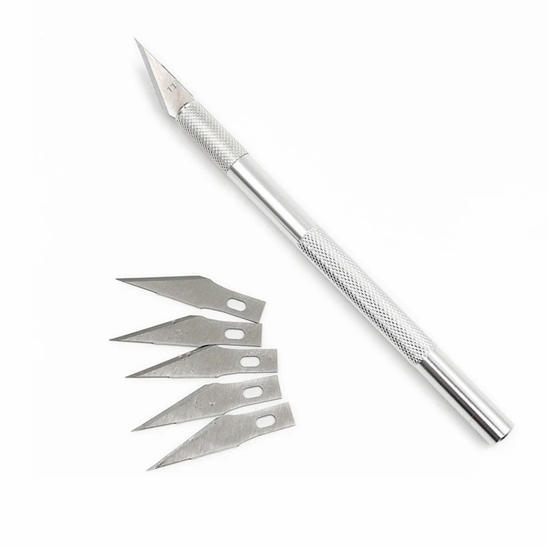 

6 Knife Blades DIY Wood Carving Fruit Food Craft Sculpture Cutting Tool Metal Engraving Knifes Aluminum Rod Carving Tools
