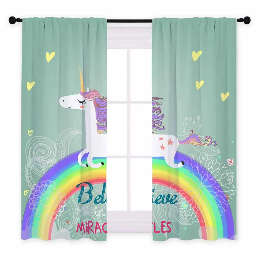 Style B - 2pcs Miracille смешной Единорог шторы мультфильм зеленый затемненный драпировка 3D печатных симпатичный воздушный шарик шторы для гостиной спальни - Цвет: Style B - 2pcs