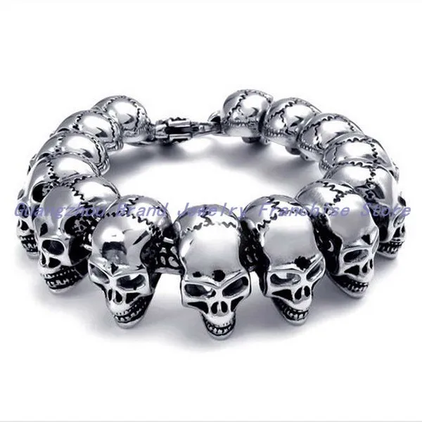 

New Hot Sale Fashion Jewelry 316L Stainless Steel Silver color Skeleton Link Chain Men's Bracelets Bangle,First Class Technology