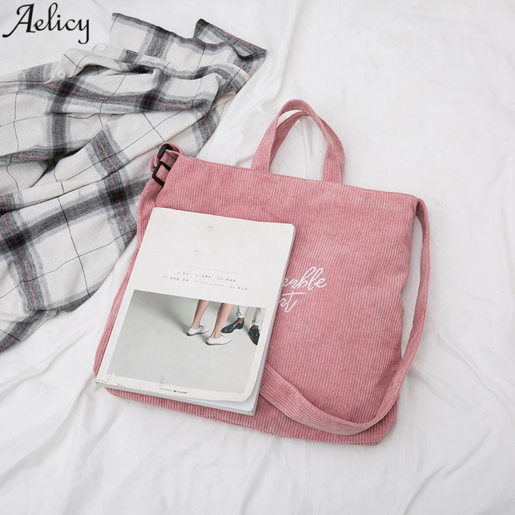 Вельветовая сумка мессенджер Aelicy однотонного цвета вместительная в простом