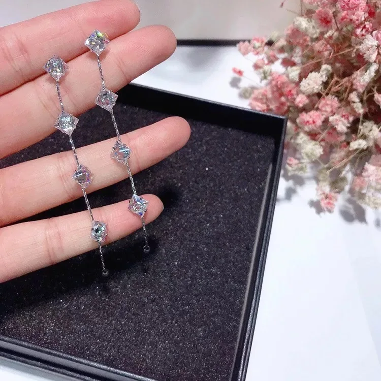 Простой atmospheres925 серебряные иглы бахрома длинные Серьги|earrings earring|earrings longearrings simple