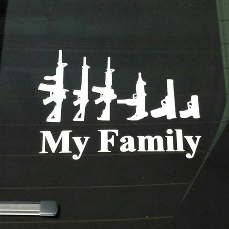 2021 My Family Мультяшные наклейки на автомобиль с пистолетом забавные виниловые окно