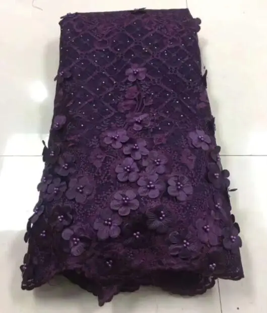 PWD18112801 african net lace fabric Green purple white pink embroidered tulle mesh with 3d flower | Дом и сад