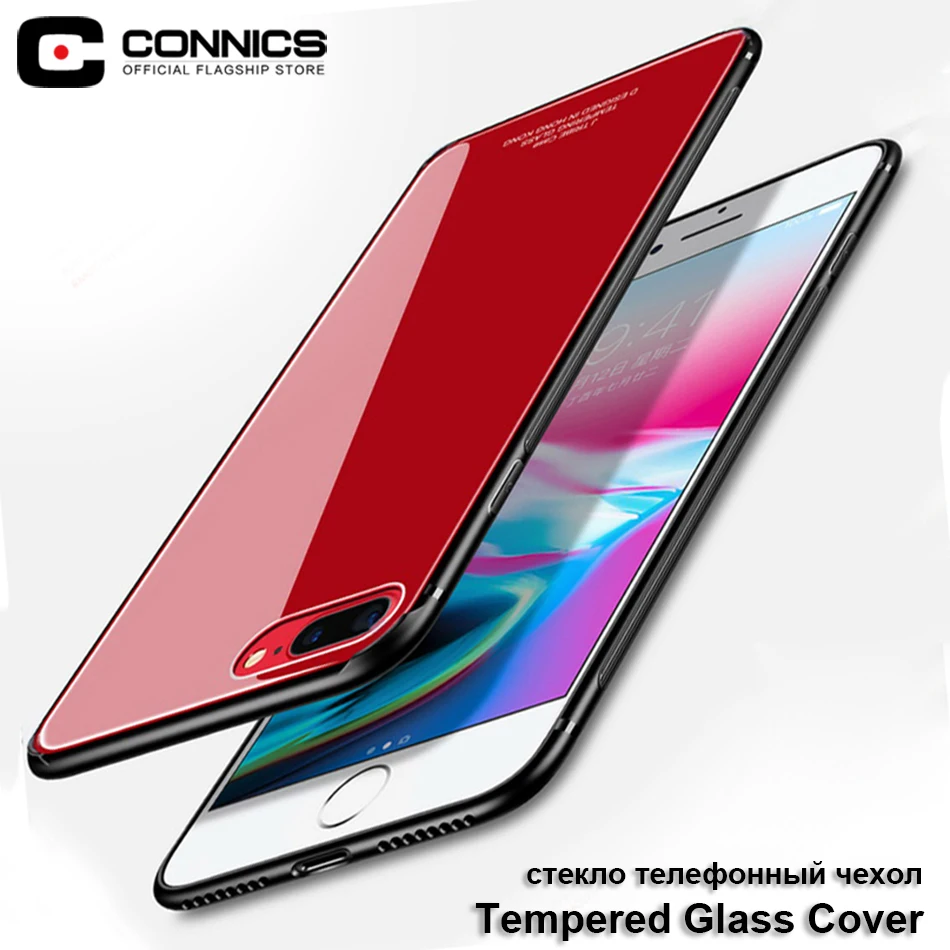Connics 7 Plus Роскошный чехол для iphone 8 плюс Мода Закаленное Стекло Телефон задняя