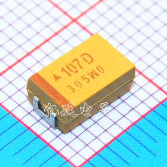 Chip tantalum capacitors 107E 100UF 25V D type 7343/2917 10% yellow polar gall capacitors