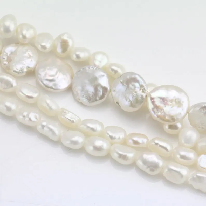 White Color Natural Freshwater Pearl Necklace 4rows Mixes Irregular Wedding Bridal Bridesmaid Gift Jewelry | Украшения и