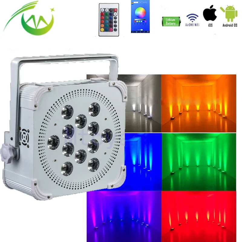 RGBWA UV PAR Light Беспроводной плоский прожектор dmx Flat Par 12*18 Вт Батарея светодиодный