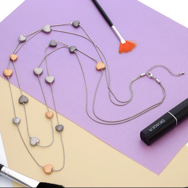 Women Sweater Chain Long Necklace Gold Color Heart Beads Charms Fashion Necklaces Jewelry 2019 Statement collar mujer |