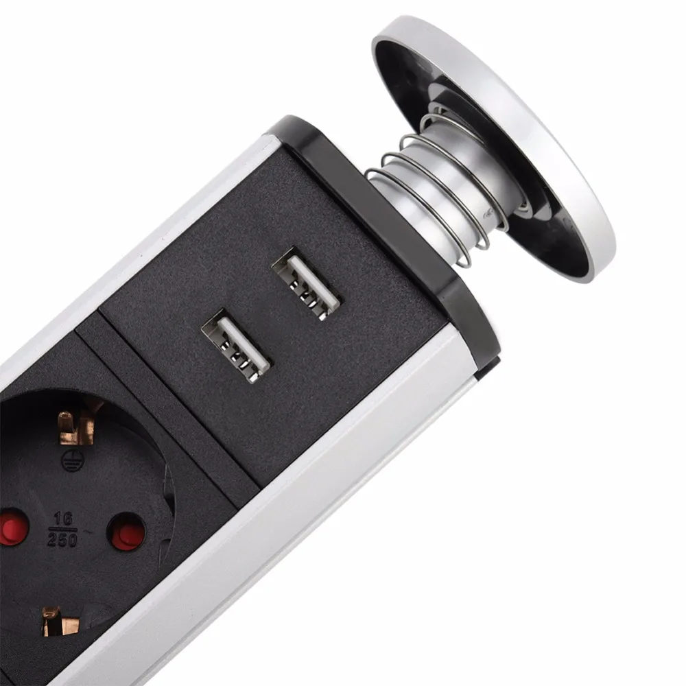 Выдвижные электрические 3/4 штепсельные розетки, 2 USB розетки, розетка питания, кухонная настольная розетка для столешницы, столешница, розетка ronde