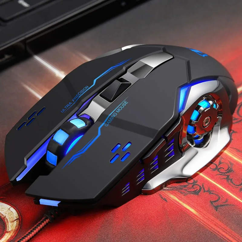 Basix Проводная игровая мышь USB silent 3200 точек/дюйм 6 кнопок оптическая геймер LED с