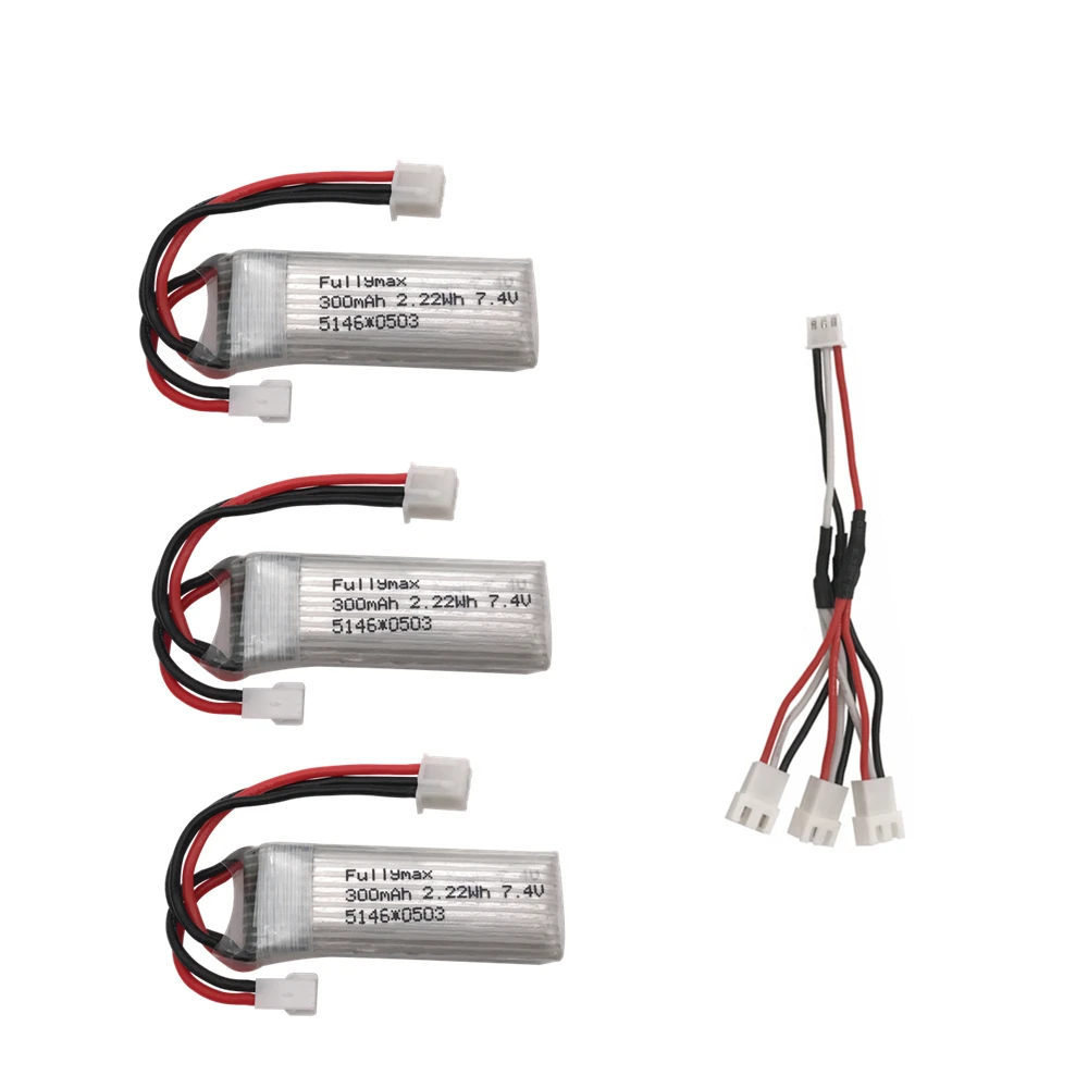 3 шт. 7,4 в 300 мАч LiPo батарея и 3 в 1 зарядный кабель для RC WLtoys F959 RC Квадрокоптер Дрон вертолет части игрушек - Цвет: Красный