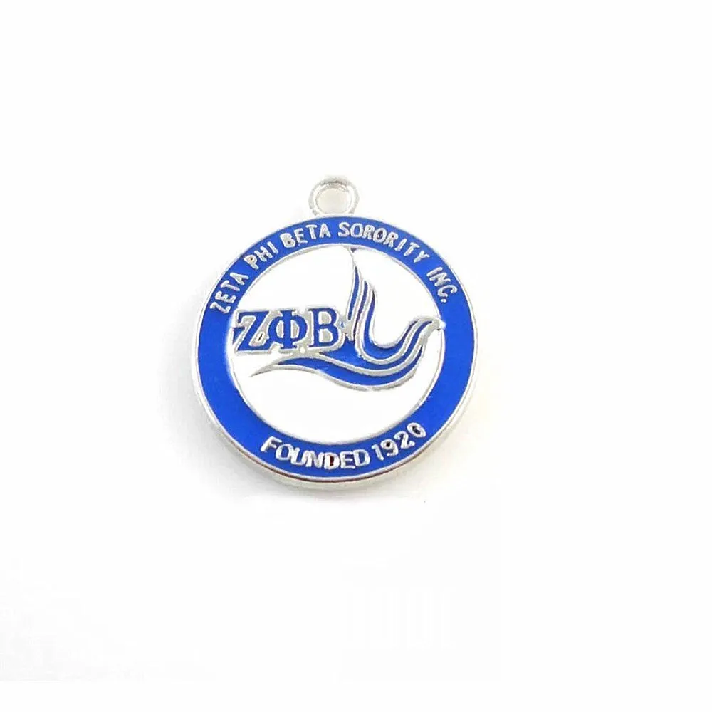 Двойная синяя белая эмаль греческая буква Zeta Phi Beta ZPB этикетка Очаровательная