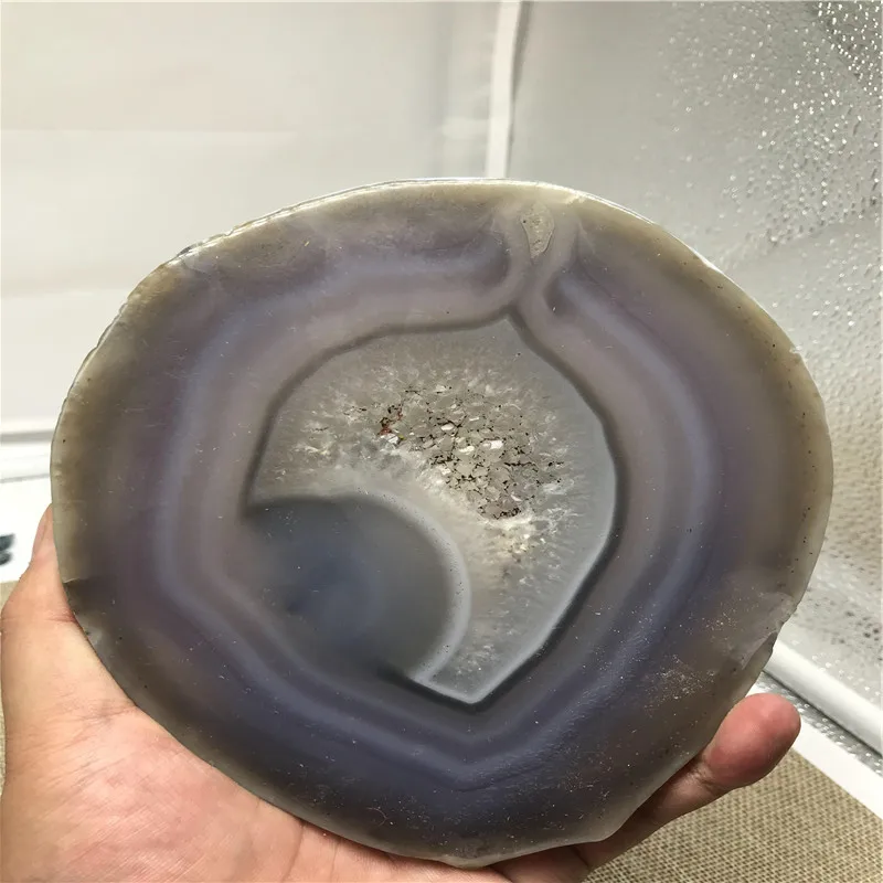 450-500gNatural полосчатый Агат кусочки кристалла Geode дисплей отличный узор | Дом и сад