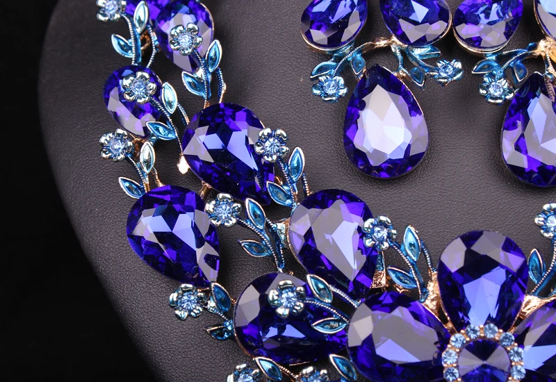 Модные Индийские Ювелирные изделия хрустальное ожерелье серьги свадебные