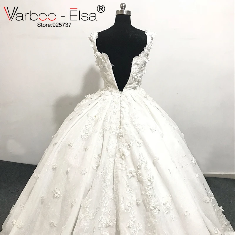 Роскошное белое кружевное свадебное платье varboo_эльза 2018 с 3D аппликацией по