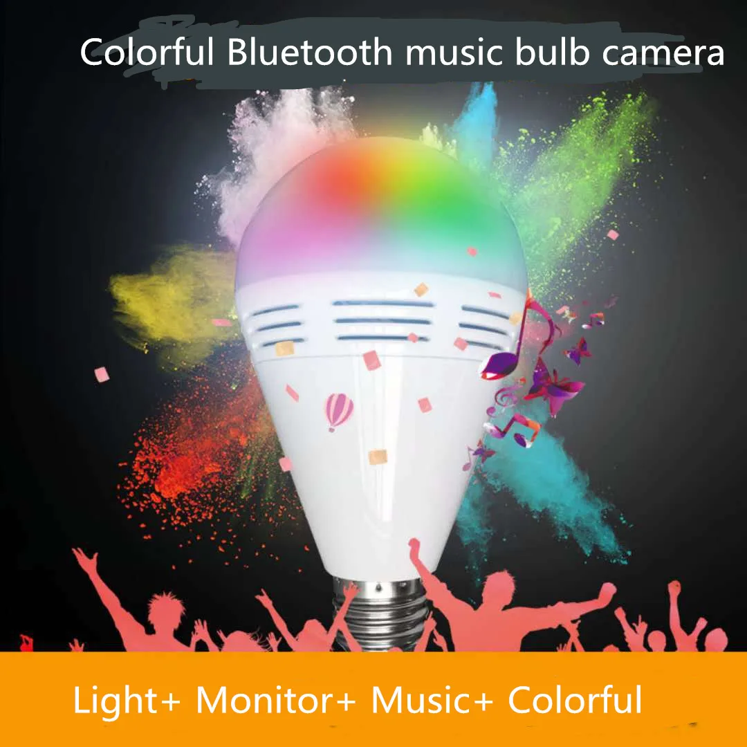 1080P HD Bluetooth музыкальный динамик ip камера 360 панорамный WIFI Светодиодные лампы