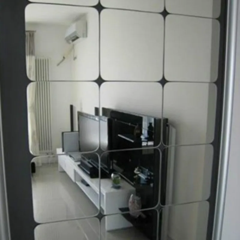 1Pc Square Mirror Tile Wall Stickers 3D Decal Home Room Decoration DIY for Living | Дом и сад