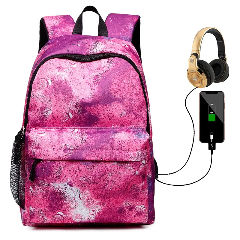 Модный женский водонепроницаемый usb рюкзак Молодежные нейлоновые школьные