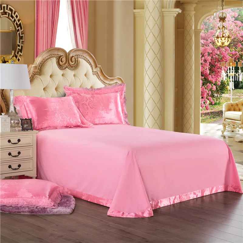 Хлопок и шелк атлас Розовый и красный цвет элитное постельное белье queen King size комплект постельного белья/Стёганое одеяло крышка льняное постельное белье набор funda nordica Кама