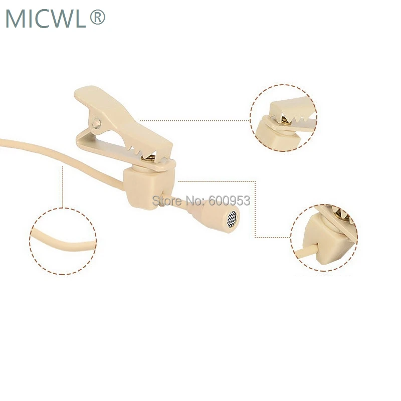 

High Quality Omnidirectional Beige Tie Clip Lapel Lavalier Microphone Mic for Audio Technica Sennheise Shure MiPro Free Shipping