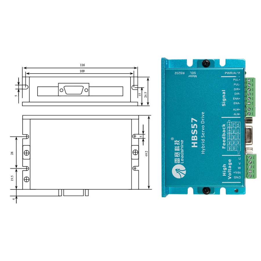 Сервопривод HBS507 NEMA 23 50 В постоянного тока вход 0 5-а выходной ток Цифровой Драйвер
