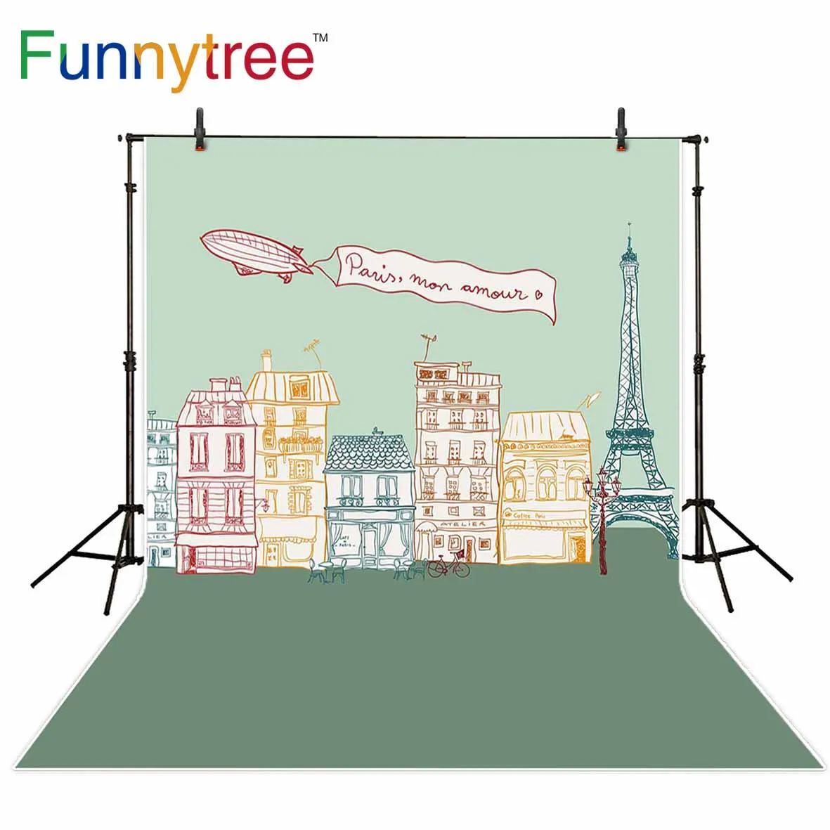 

Фоны funnytree для фотостудии Париж Эйфелева башня путешествия Airship здание живопись Профессиональный фон для фотосъемки